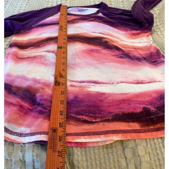 Tek Gear Athletic T Shirt Sz  Large Tie Dye Pink Purple Raglan Sleeves + Stretch - Picture 8 of 9